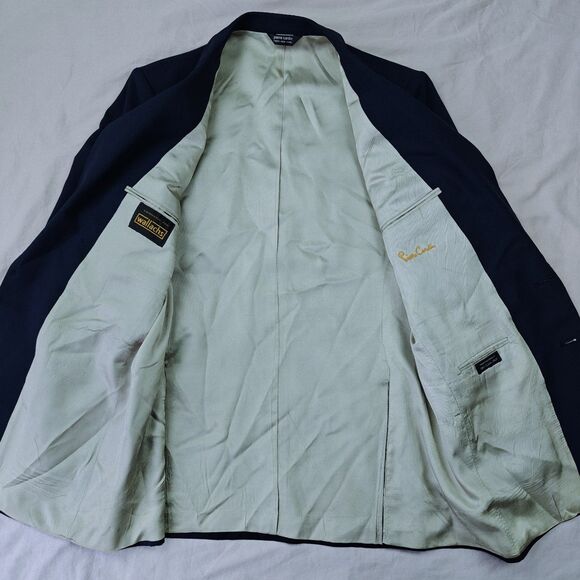 Pierre Cardin x Wallachs Blazer Men's 42R Navy Blue Two Button Vintage - Picture 5 of 11